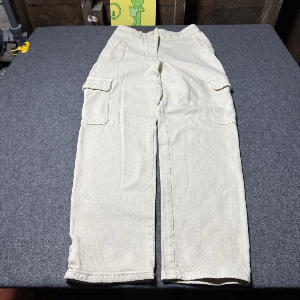 Aritizia Wilfred Straight Leg Cargo Utility Pants Size 4 Ivory Button Fly Indie